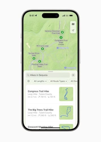 iOS 18 announcement detailing trail networks in Maps iOS 18 announcement detailing trail networks in Maps