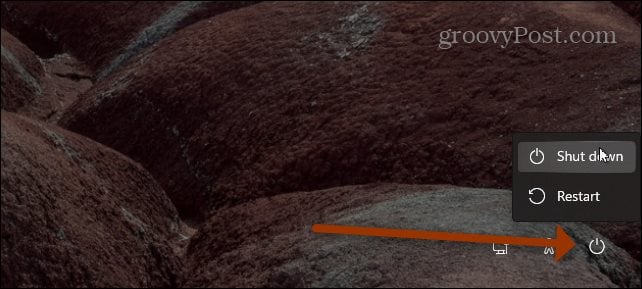 Power menu lock screen windows 11
